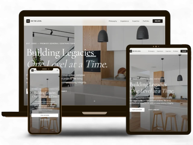 Device mockups showing website